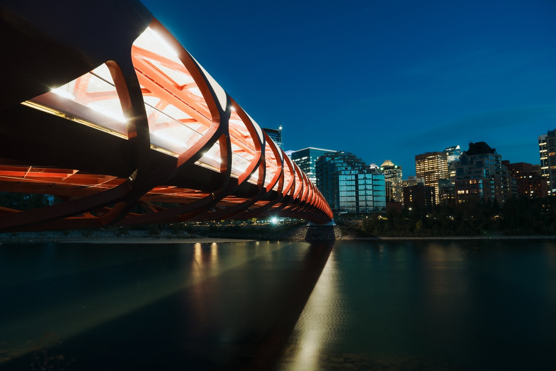 George C. King Bridge by night in Calgary